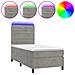 Letto A Molle Materasso E Led Grigio Chiaro 90x200 Cm Velluto - Foto miniatura 2