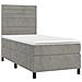Letto A Molle Materasso E Led Grigio Chiaro 90x200 Cm Velluto - Foto miniatura 3