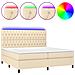 Letto A Molle Materasso E Led Bianco 200x200cm In Tessuto - Foto miniatura 1