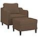 Poltrona con Poggiapiedi Marrone 60 cm in Tessuto - Foto miniatura 3
