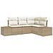 Set di divani da giardino 4 pezzi con cuscini Beige Polyrattan - Foto miniatura 1