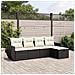 Set Divani da Giardino 5 pz con Cuscini in Polyrattan Nero - Foto miniatura 2