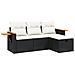 Set Divani da Giardino 4 pz con Cuscini Nero in Polyrattan - Foto miniatura 1