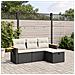Set Divani da Giardino 4 pz con Cuscini Nero in Polyrattan - Foto miniatura 2