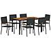 Set da Pranzo per Giardino 7 pcs Nero e Legno 150 x 90 x 75 cm - Foto miniatura 1