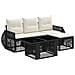 Set Divano da Giardino 5 pz Nero e Bianco Crema polyrattan - Foto miniatura 1
