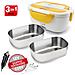 Amarillo Inox Plus Scaldavivande Portatile Lunch Box 40 W Coperchio con Guarnizione Doppio Voltaggio 220v - 12v con 2 Vaschette Acciaio Inox Estraibili - Foto miniatura 1
