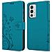 Custodia Compatibile Con Oneplus 9rt 5g In Blu Fiore - Coperchio Protettivo In Design Floreale Con Chiusura Magnetica, Funzione Stand E Slot Per Carte - Foto miniatura 8