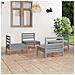 Set Divani Da Giardino 4 Pz Grigio In Legno Massello Di Pino - Foto miniatura 1