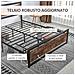 Struttura Letto Matrimoniale in Legno e Acciaio con Doghe in Stile Industriale, 160x200cm - Foto miniatura 4