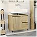 Mobile Lavabo Da Bagno Rovere Sonoma 65x33x60 Cm In Truciolato - Foto miniatura 8