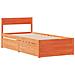 Letto Senza Materasso Marrone Cera 100x200 Cm In Legno Di Pino - Foto miniatura 3