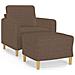 Poltrona con Poggiapiedi Marrone 60 cm in Tessuto - Foto miniatura 1