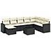 Set Divani da Giardino 9 pz con Cuscini Nero in Polyrattan - Foto miniatura 1