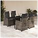 Set da Pranzo da Giardino 5 pz con Cuscini in Polyrattan Grigio - Foto miniatura 2