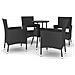 Set Bistrò da Giardino 5 pz con Cuscini in Polyrattan Nero - Foto miniatura 1