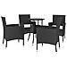Set Bistrò da Giardino 5 pz con Cuscini in Polyrattan Nero - Foto miniatura 3