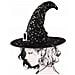 Cappello Da Strega Con Decorazioni Dorate Nero Halloween - Foto miniatura 1