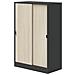 Armadio Camera Da Letto Stelvio - Guardaroba 2 Ante 2 Ripiani, 77x119h Cm Nero Antracite - Foto miniatura 1