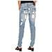 Pantaloni Lunghi In Denim Effetto Strappato Con Chiffon D012929-d024 Donna - Foto miniatura 2