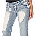Pantaloni Lunghi In Denim Effetto Strappato Con Chiffon D012929-d024 Donna - Foto miniatura 3
