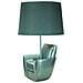 Lampada Da Comodino Midcentury Turchese In Resina Con Paralume In Tessuto - Foto miniatura 2