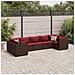 Set Divani da Giardino 7 pz con Cuscini in Polyrattan Marrone - Foto miniatura 2