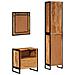 Set Mobili Da Bagno 3 Pz In Ferro E Legno Massello Di Acacia - Foto miniatura 7