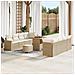 Set divano da giardino 11 pezzi con cuscini beige polyrattan acacia, Set da pranzo da giardino 3 pezzi con cuscini beige polyrattan acacia - Foto miniatura 2