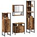 Set di Mobili da Bagno 4 Pezzi Legno Vecchio Legno Ingegnerizzato - Foto miniatura 3