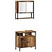 Set di Mobili da Bagno 4 Pezzi Legno Vecchio Legno Ingegnerizzato - Foto miniatura 6