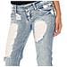 Pantaloni Lunghi In Denim Effetto Strappato Con Chiffon D012929-d024 Donna - Foto miniatura 3