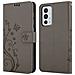 Custodia Compatibile Con Oneplus 9rt 5g In Grigio Fiore - Coperchio Protettivo In Design Floreale Con Chiusura Magnetica, Funzione Stand E Slot Per Carte - Foto miniatura 8