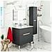Mobile Sottolavabo Yarmouth, Sotto Lavabo Bagno, Mobiletto Da Bagno Con Specchio, Lavabo Non Incluso, 80x45h80 Cm, Antracite E Rovere - Foto miniatura 3
