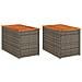 Tavolini Giardino 2pz Grigi 55x34x37 Polyrattan Legno Massello - Foto miniatura 1