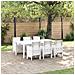 Set da Pranzo da Giardino 7 Pezzi con Cuscini Bianco Polyrattan - Foto miniatura 2