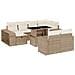 Set Divani da Giardino 11 pz con Cuscini Beige in Polyrattan - Foto miniatura 1