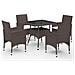 Set Pranzo da Giardino 5pz Polyrattan e Vetro Temperato Marrone - Foto miniatura 1