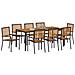 Set da Pranzo per Giardino 9 pcs Nero 190 x 90 x 75 cm - Foto miniatura 3