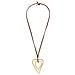 Collana In Pelle Marrone Con Doppio Cuore Dorato, Lunga 90 Cm - Foto miniatura 1