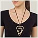 Collana In Pelle Marrone Con Doppio Cuore Dorato, Lunga 90 Cm - Foto miniatura 3