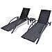 3 Pz Set Sedie A Sdraio Polirattan Nere - Foto miniatura 5