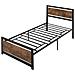 Struttura Letto Singolo in Legno e Acciaio con Doghe in Stile Industriale, 90x200cm - Foto miniatura 1