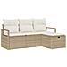 Set di Divani da Giardino 4 Pezzi con Cuscini Beige Rattan Poliestere, Divano da Giardino 2 Posti con Cuscini Beige Rattan Poliestere - Foto miniatura 1
