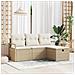 Set di Divani da Giardino 4 Pezzi con Cuscini Beige Rattan Poliestere, Divano da Giardino 2 Posti con Cuscini Beige Rattan Poliestere - Foto miniatura 2