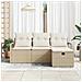 Set di Divani da Giardino 4 Pezzi con Cuscini Beige Rattan Poliestere, Divano da Giardino 2 Posti con Cuscini Beige Rattan Poliestere - Foto miniatura 3