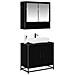 Set di mobili per il bagno 2 pcs Rovere Nero Legno multistrato - Foto miniatura 3
