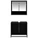 Set di mobili per il bagno 2 pcs Rovere Nero Legno multistrato - Foto miniatura 7