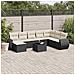 Set Divani Da Giardino 9 Pz Con Cuscini Nero In Polyrattan - Foto miniatura 2