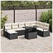 Set di divani da giardino a 9 pezzi con cuscini Nero Polyrattan,  Divano da giardino a 2 posti con cuscini Nero Polyrattan - Foto miniatura 2